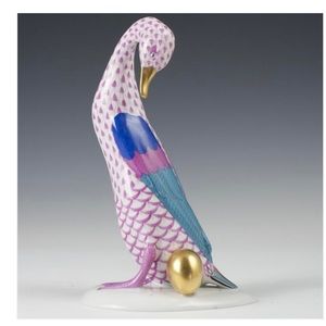 Herend Goose with Golden Egg" fishnet figurine.